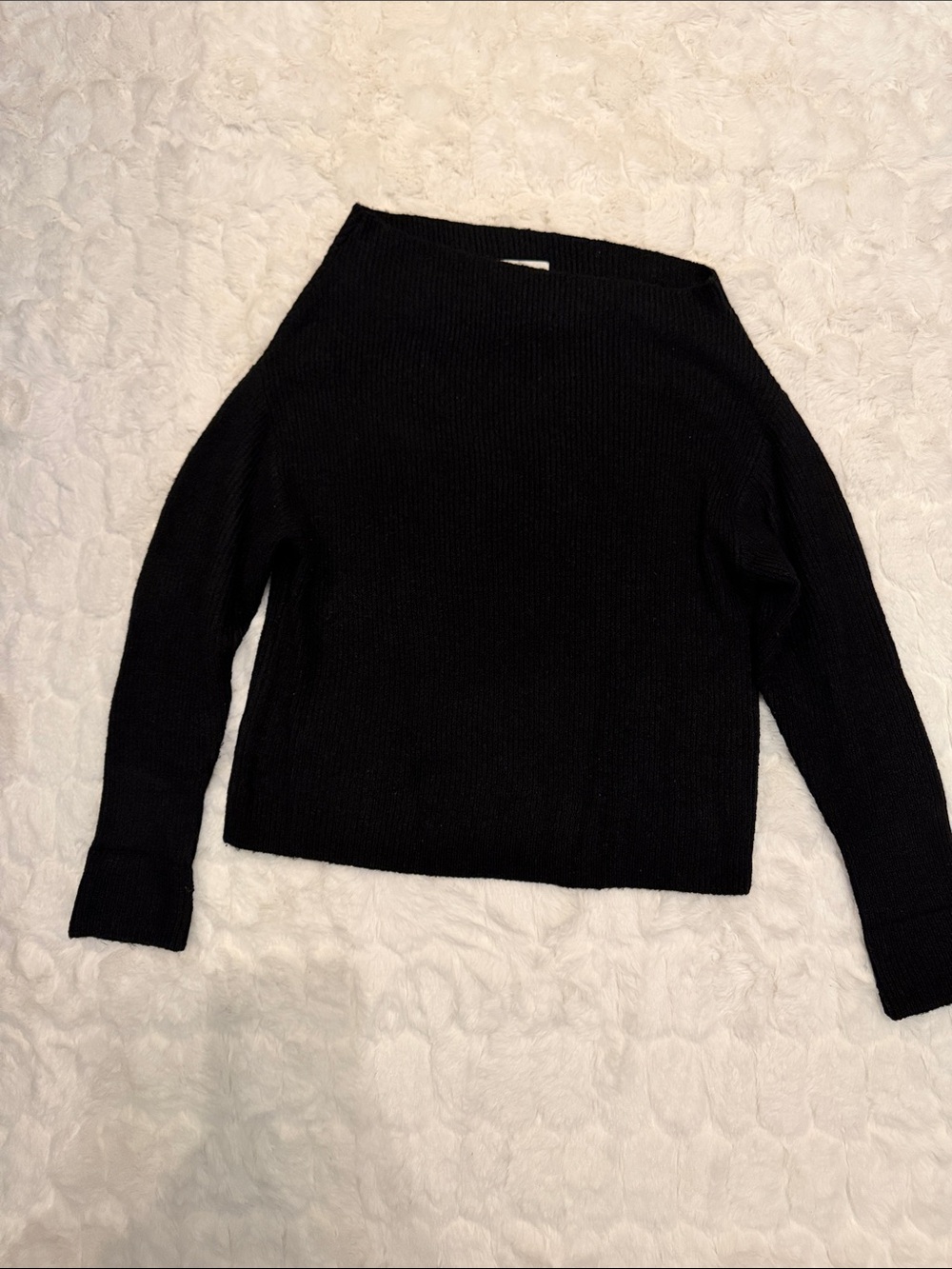 Treasure & Bond Black Off-the-Shoulder Ribbed Sweater